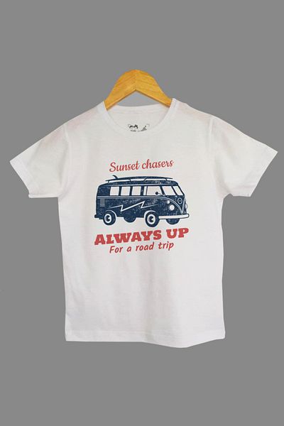 Raf Coll Tricou alb tricotat pentru copii Woswos cu imprimeu digital frontal