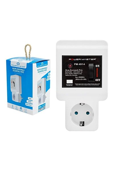Powermaster 220volt 16amper Tekli Akım Korumalı Sigortalı Priz Pm-4914