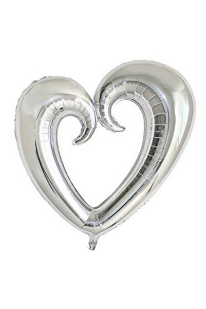 ELITETIME فيول بالون قلب 40 بوصة فضي (96×109 سم) 1 قطعة