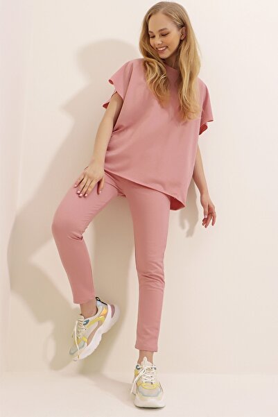 Trend Alaçatı Stili Sweatsuit - Pink - Regular