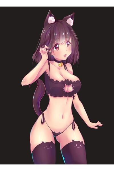 Universal Neko Kız Tablo Ahşap Poster Dekoratif