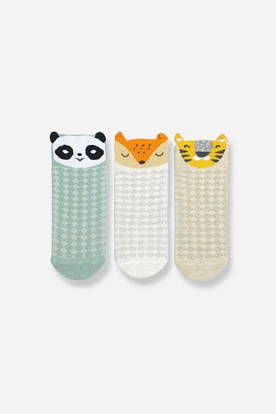 MEM SOCKS Комплект от 3 детски чорапи с 3D животински мотиви