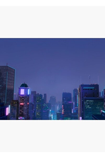 Universal Неоново лилаво Ню Йорк Сити Декоративен дървен плакат за нощно шкафче