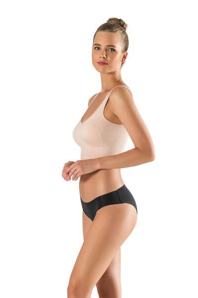 MODANTY Chiloți negri pentru femei, fără sudură, tăiați cu laser, silicon fără urme