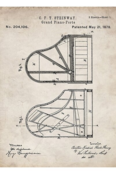 Universal Πατέντα Steinway για πιάνο - Τέχνη παίξιμου πιάνου - Αντίκα Ξύλινη ...
