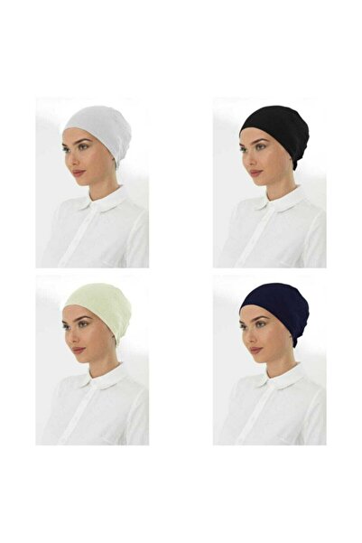 Shalista 4 штуки чорно-бежево-біло-сині гладкі бавовняні шапки