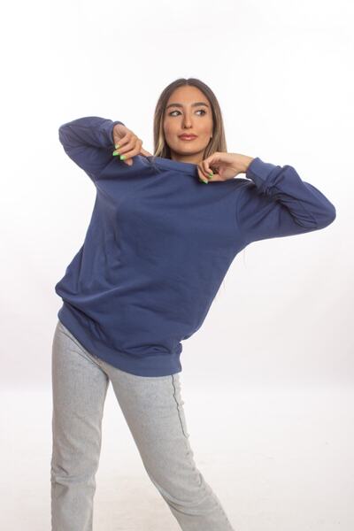 blackbonds Kadın İndigo Mavi Basic Oversize Sweat