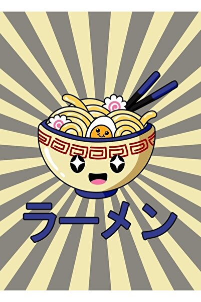Universal Kawaii Kase Poster decorativ din lemn cu pictură albastră cu ramen ...