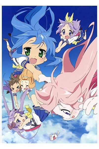 Universal Konata, Tsukasa Ve Kagami Tablo Ahşap Poster Dekoratif