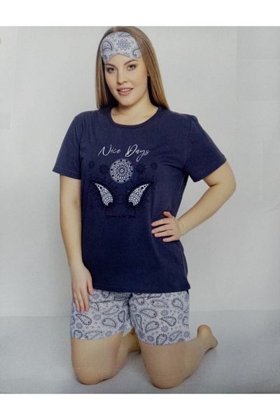 Pijamoni Plus Size Short Sleeve Pocket Plaid Shorts Pajamas Set