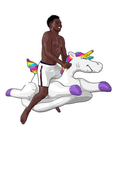 Universal Saka Unicorn - Bukayo Saka Unicorn Ξύλινη Ζωγραφική Αφίσα Διακοσμητική