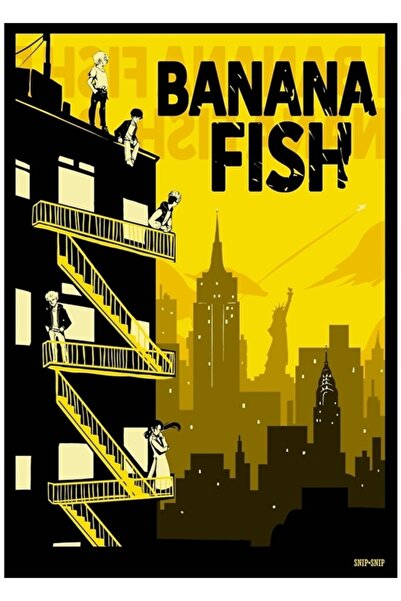 Universal Tablou cu pește banană, poster decorativ din lemn