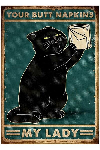 Universal My Lady Güzel Kara Kedi Poster Tablo Ahşap Poster Dekoratif