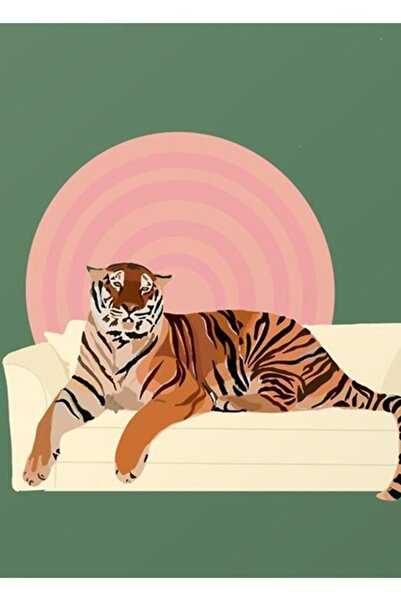 Universal Kanepede Kaplan Tablo Ahşap Poster Dekoratif