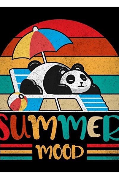 Universal Summer Mood Panda-αστεία ζώα Τυπογραφία Ξύλινη Αφίσα Διακοσμητική