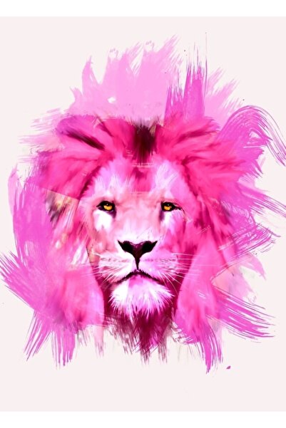 Universal Poster decorativ din lemn cu pictură Leu roz