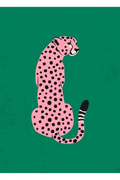 Universal Pembe Leopar Afrika Çita Tropikal Pop Art Tablo Ahşap Poster Dekoratif