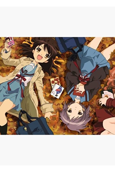 Universal Декоративен дървен плакат за маса с Харухи, Нагато и Микуро