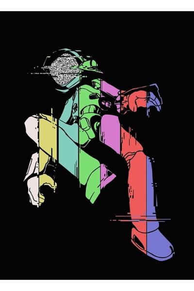 Universal Canti - Poster decorativ din lemn cu design glitch