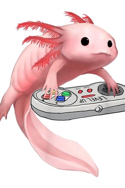 Universal Video Oyunu Oynayan Axolotl Balığı Tablo Ahşap Poster Dekoratif