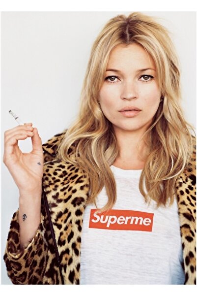 Universal Kate Moss Superme Tablo Ahşap Poster Dekoratif