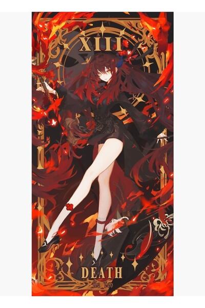 Universal Genshin Etkisi - Hu Tao - Portre Isim Kartı Tablo Ahşap Poster Deko...