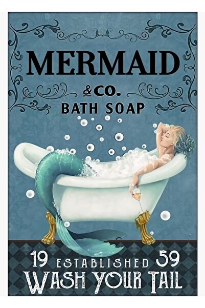 Universal Deniz Kızı Banyo Sabunu Kuyruğunuzu Yıkayın Tablo Ahşap Poster Modern Ve Dekoratif