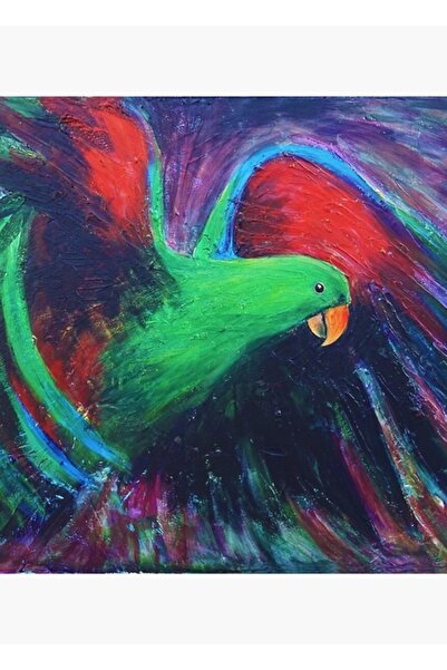 Universal Διακοσμητική Ξύλινη Αφίσα Ζωγραφικής με Παπαγάλο Εκλέκτους