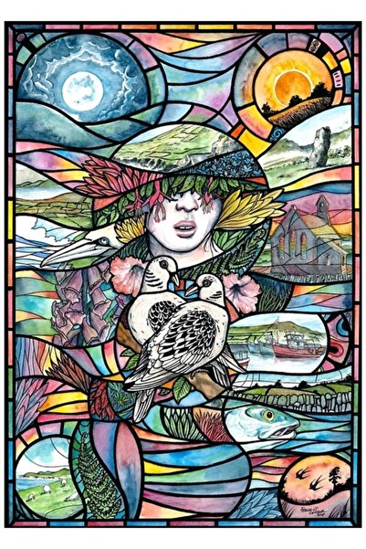 Universal Vitray - Batı Kerry. Tablo Ahşap Poster Dekoratif