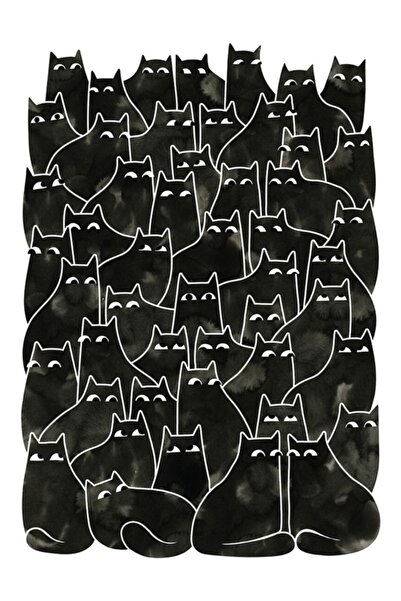 Universal Ξύλινη διακοσμητική αφίσα ζωγραφικής με αντικειμενικά σχέδια γάτων