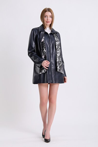 Leather Club Lacivert Çift Taraflı Deri Kaban