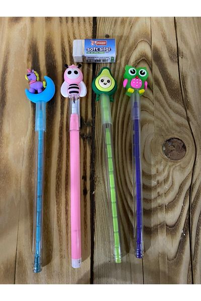 Mikro 4 Laying Egg Pens and Erasers