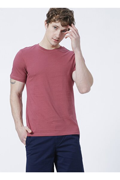 Jack & Jones O Yaka Slim Fit Düz Koyu Pembe Erkek T-shirt - 12156101_jjeorgan...