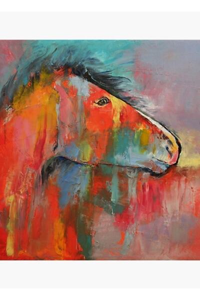 Universal Διακοσμητική ξύλινη αφίσα με ζωγραφική κόκκινου αλόγου