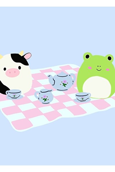 Universal Squishmallow Tea Party Tablo Poster decorativ din lemn