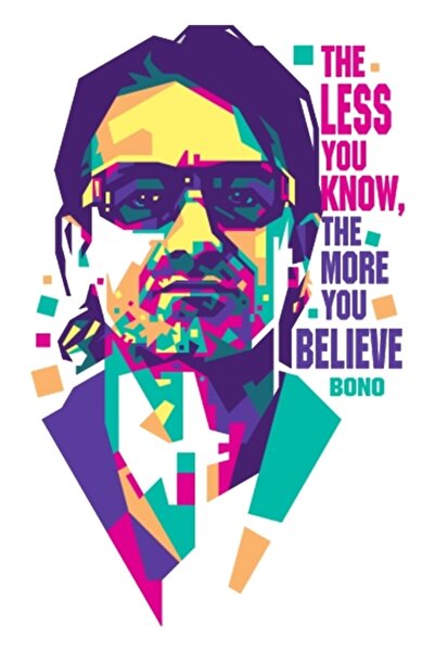 Universal Διακοσμητική ξύλινη αφίσα Bono U2