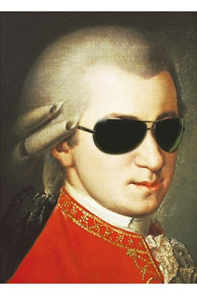Universal Mozart poartă ochelari de soare Tablou Poster din lemn decorativ