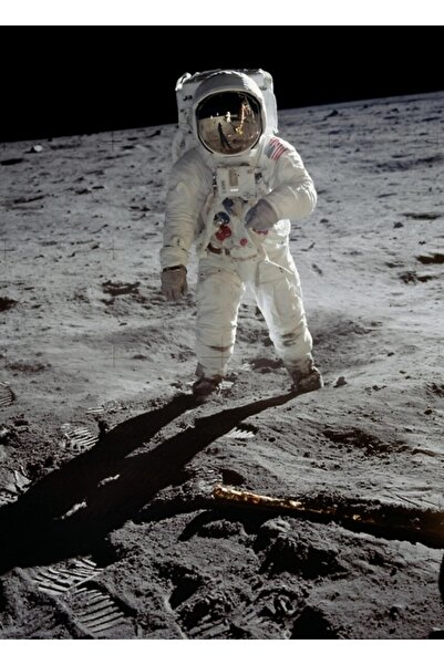 Universal Omul iconic pe Lună Apollo 11 Tablou decorativ din lemn cu poster