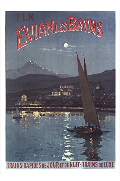 Universal Lacul Leman, Evian Les Bains - Print de călătorie 1908 Poster din l...