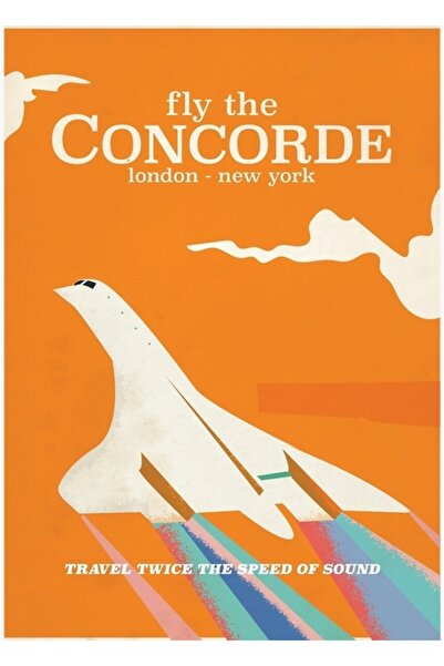 Universal Πιάτο αφίσας ταξιδιωτικών αναμνήσεων Fly the Concorde Ξύλινη διακοσ...