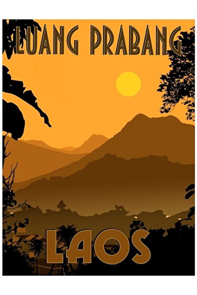Universal Луанг Прабанг, Лаос - Декоративен дървен туристически плакат/картина