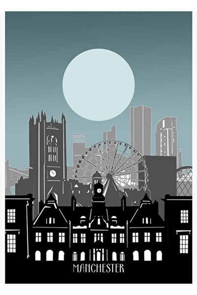 Universal Μάντσεστερ Σιλουέτα Τοπίου Ξύλινη Διακοσμητική Αφίσα