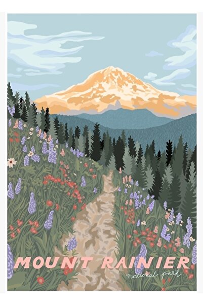 Universal Декоративен дървен плакат с картина на Национален парк Маунт Рейниър