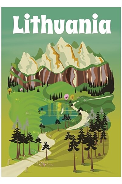 Universal Επιτραπέζια ξύλινη αφίσα Διακοσμητική αφίσα ταξιδιού σε στυλ Λιθουα...