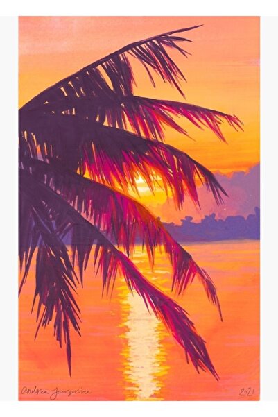 Universal Τροπικός Ανατολικός Ηλιοβασίλεμα Ξύλινη Διακοσμητική Αφίσα