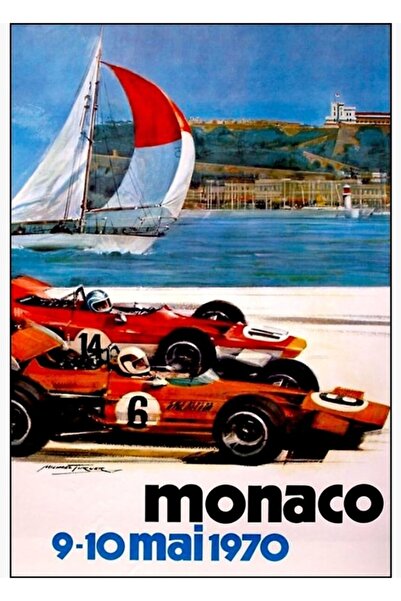 Universal Μονακό: 1970 Αγώνας αυτοκινήτων, Εκτύπωση Διαφημιστικού Πίνακα, Ξύλ...