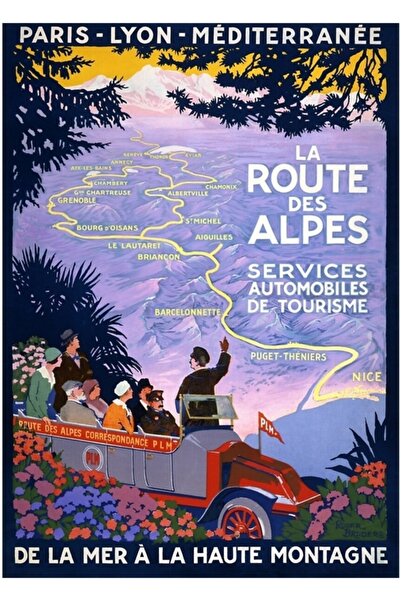 Universal Poster de călătorie La Route Des Alpes, tablou decorativ din lemn