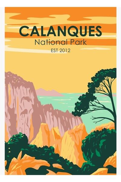 Universal Εθνικό Πάρκο Καλάνκες Γαλλίας Ξύλινη διακοσμητική αφίσα επιτραπέζια...