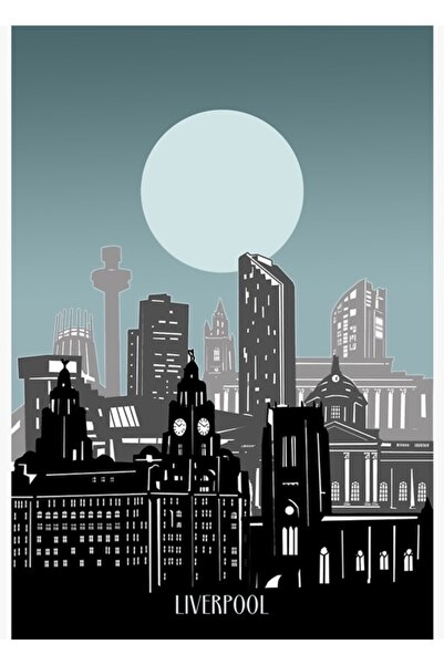 Universal Διακοσμητική ξύλινη αφίσα με τοπίο της Λίβερπουλ