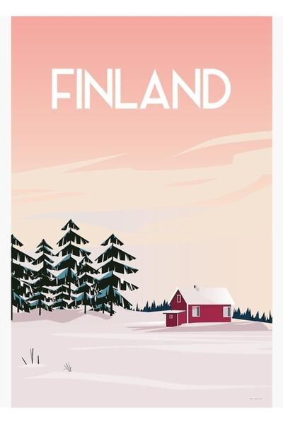 Universal Afiș de călătorie Finlanda Aurora Borealis Northern Lights Tablo Po...